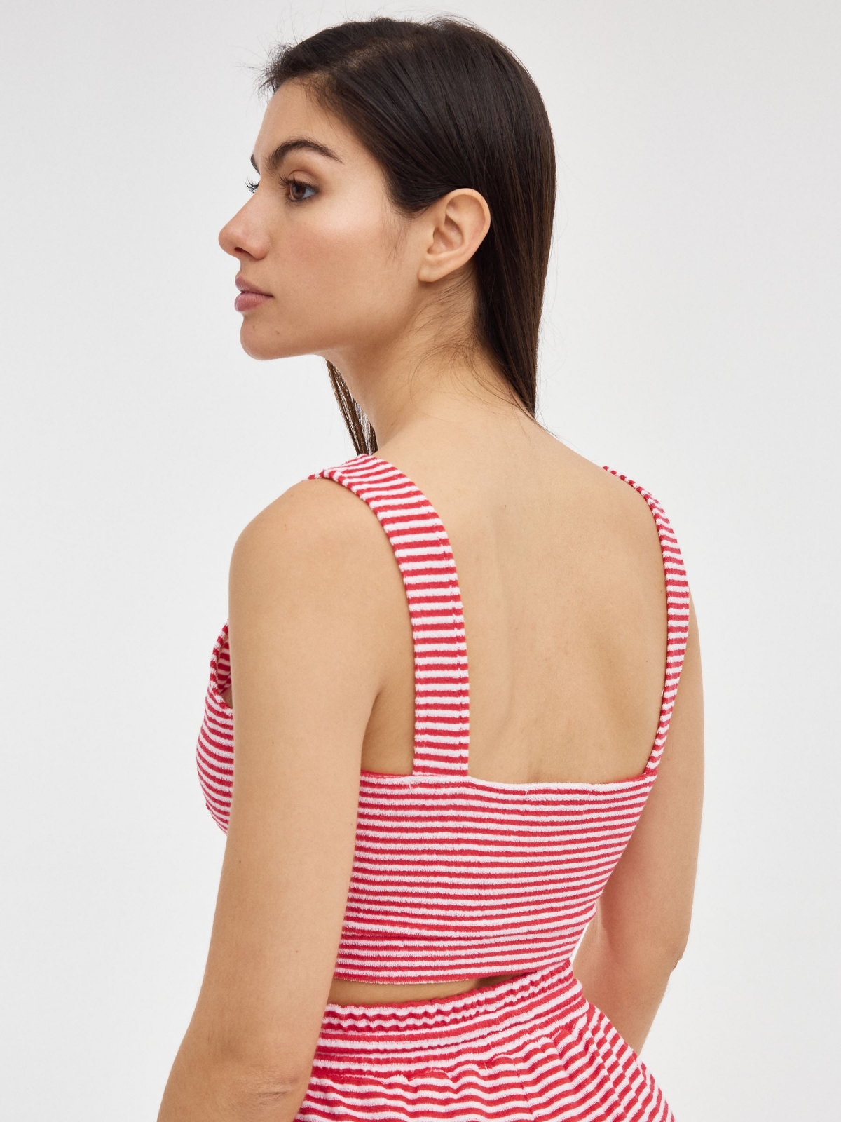 Terry top with stripes red middle back view