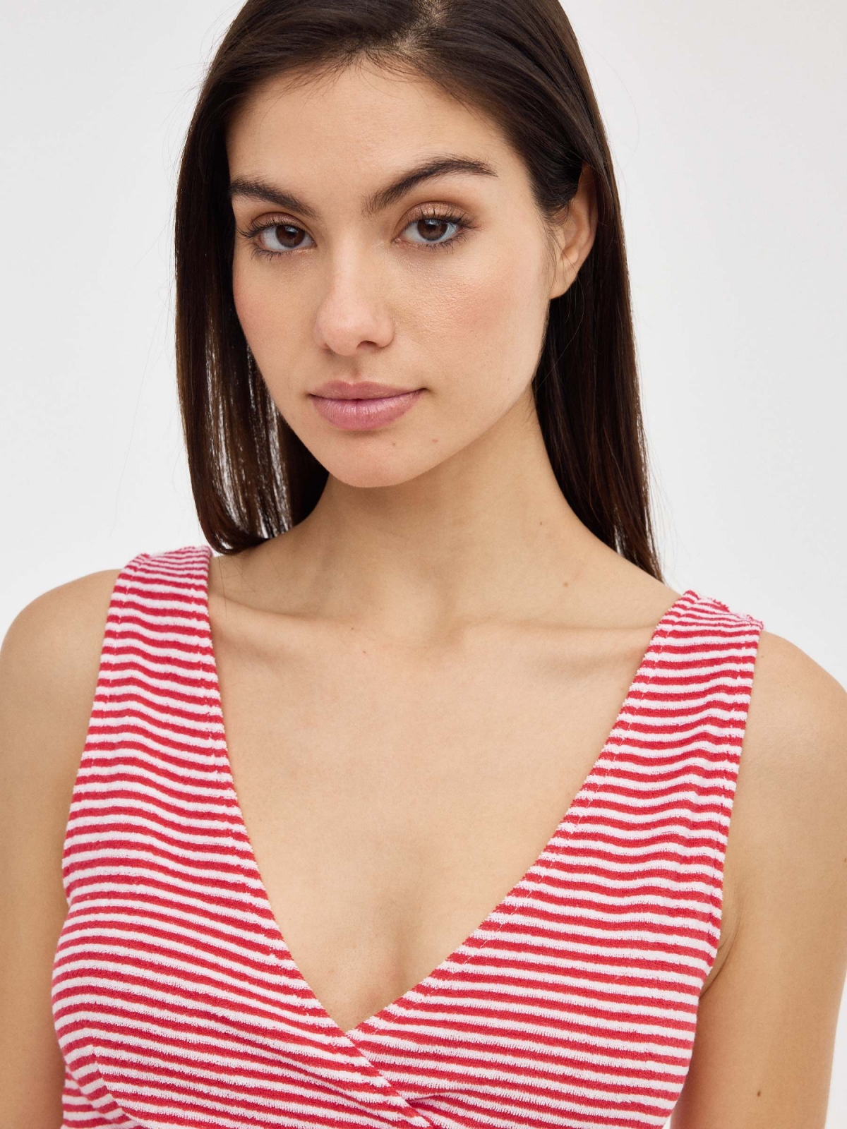 Terry top with stripes red detail view