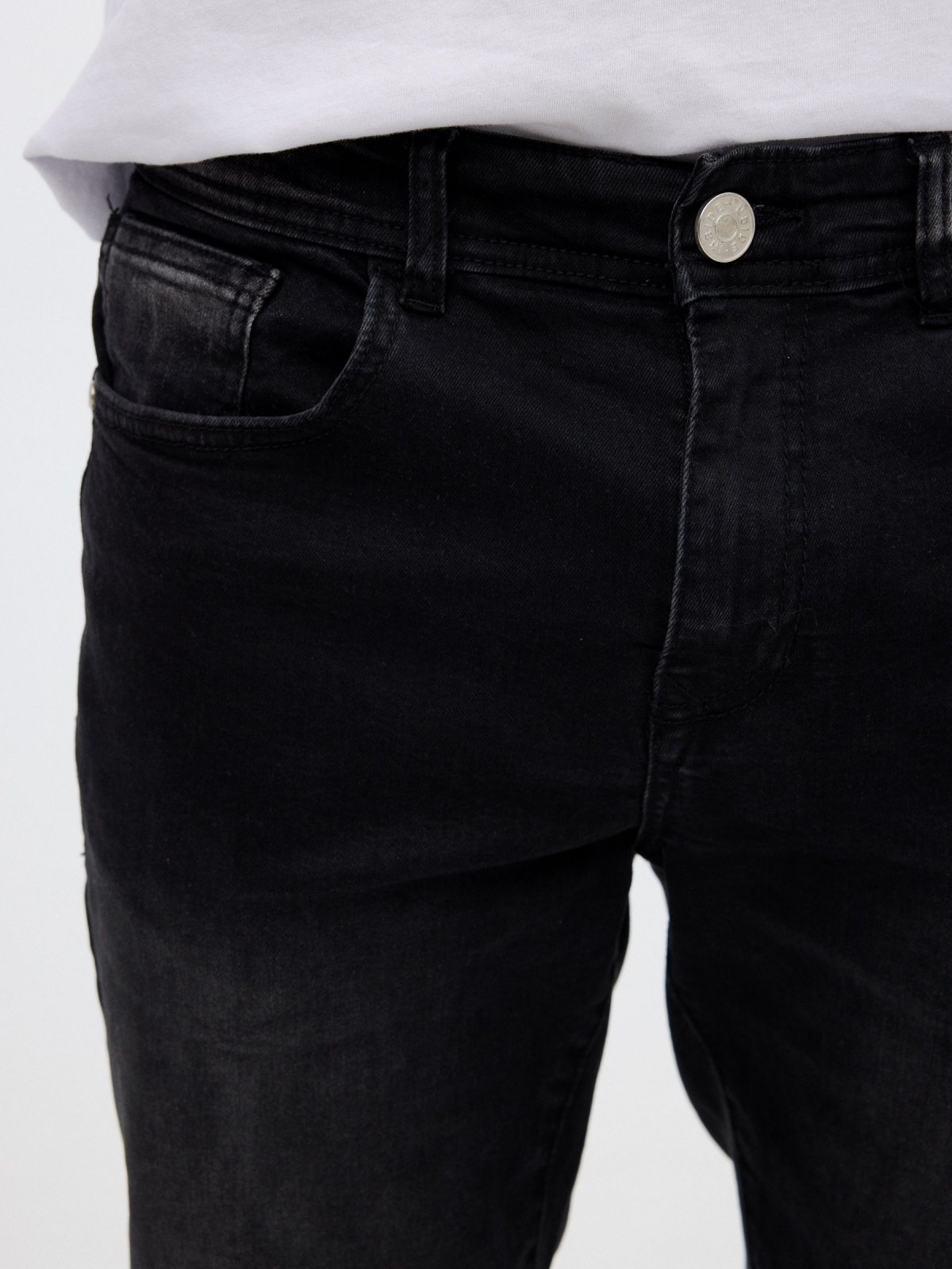 Denim jogger trousers black detail view