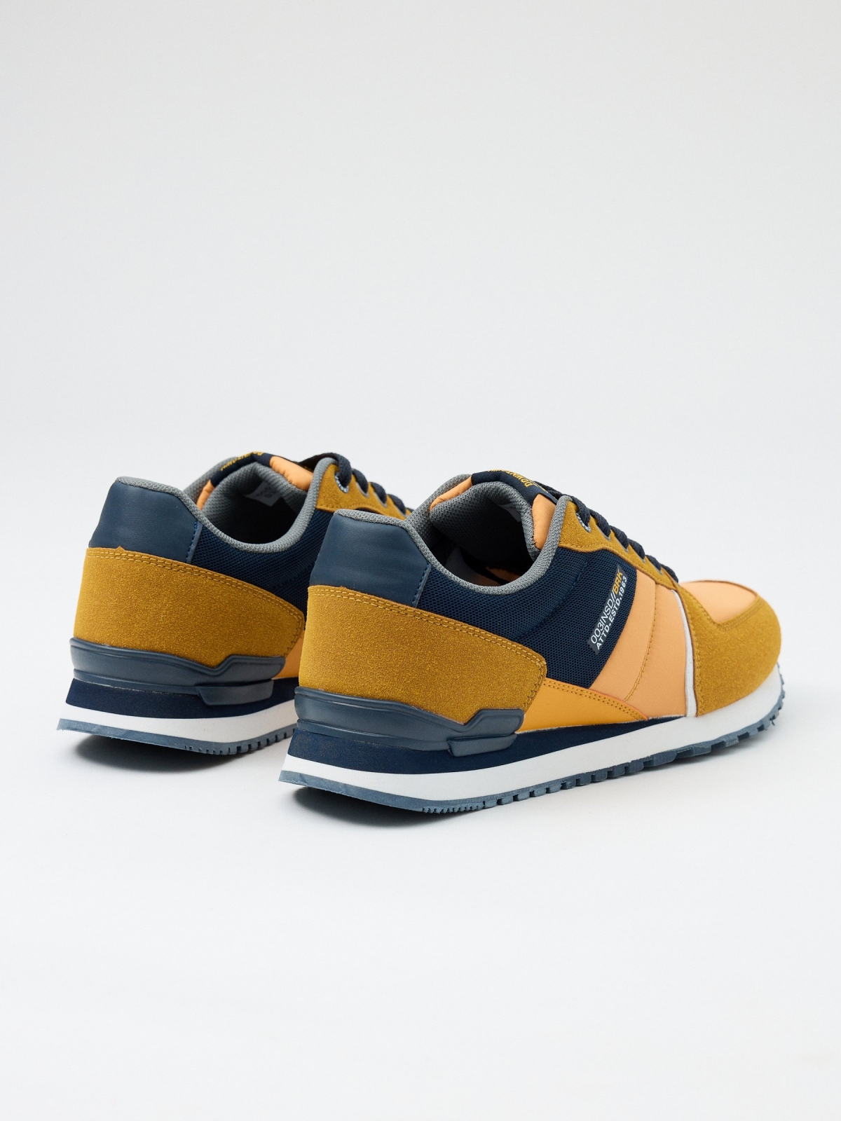 Combined casual sneaker mustard 45º back view