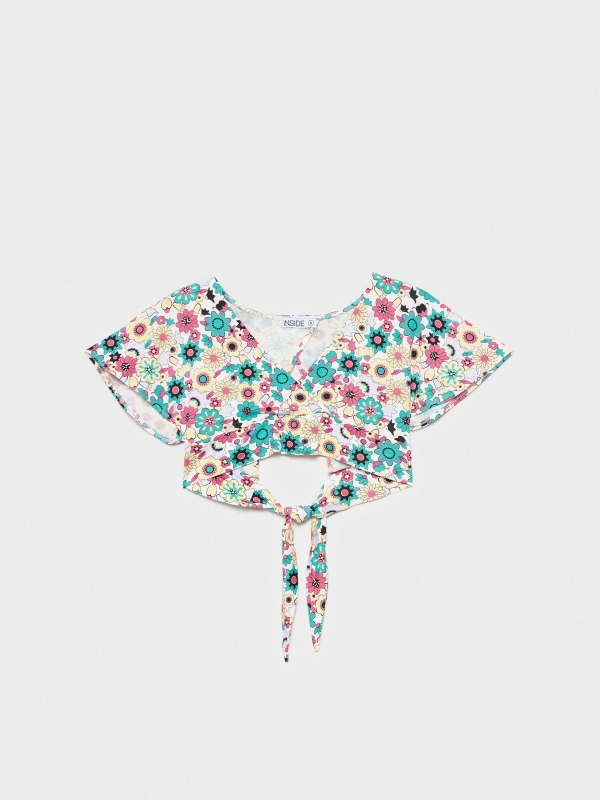  Flower crop top with bow white