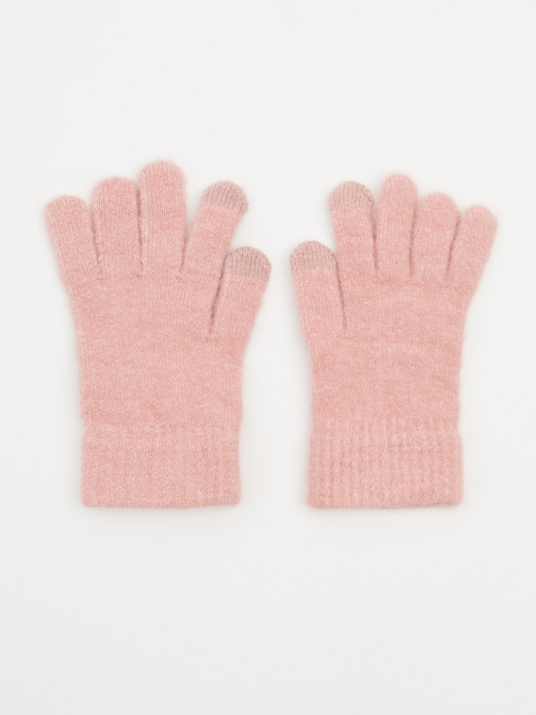 Pink knitted gloves pink
