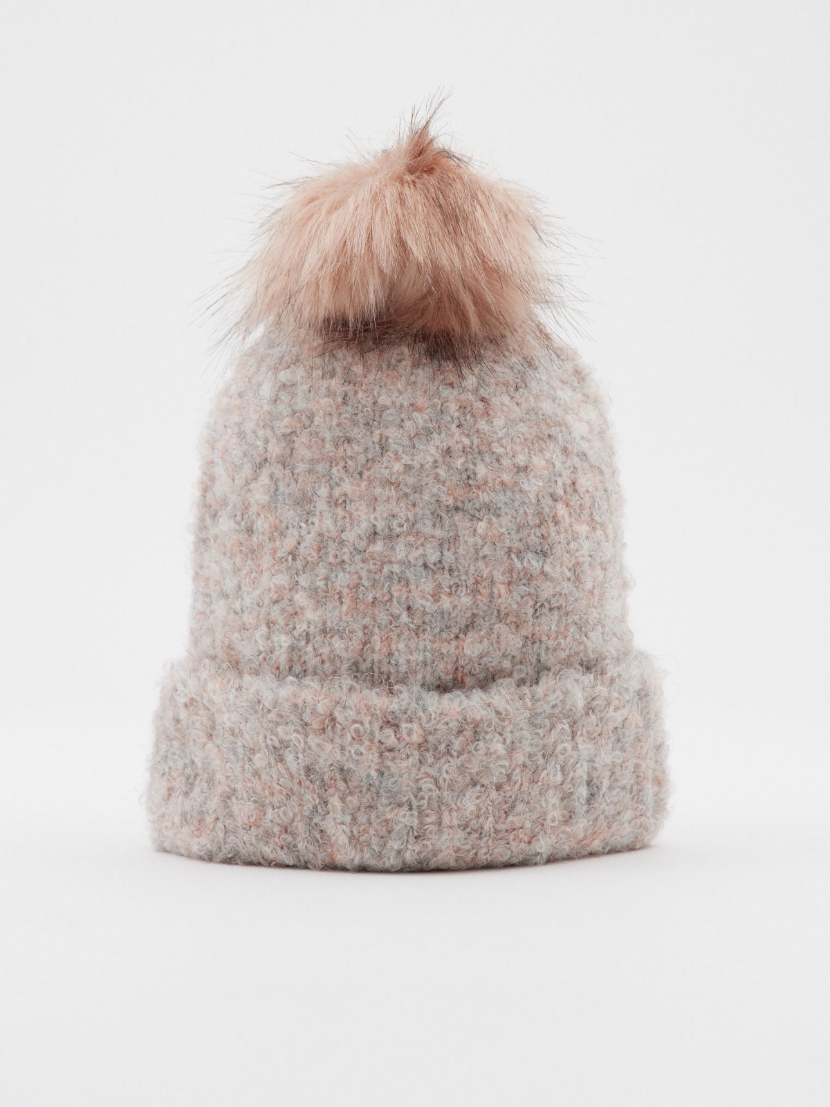 Multicolored hat with pompom pink