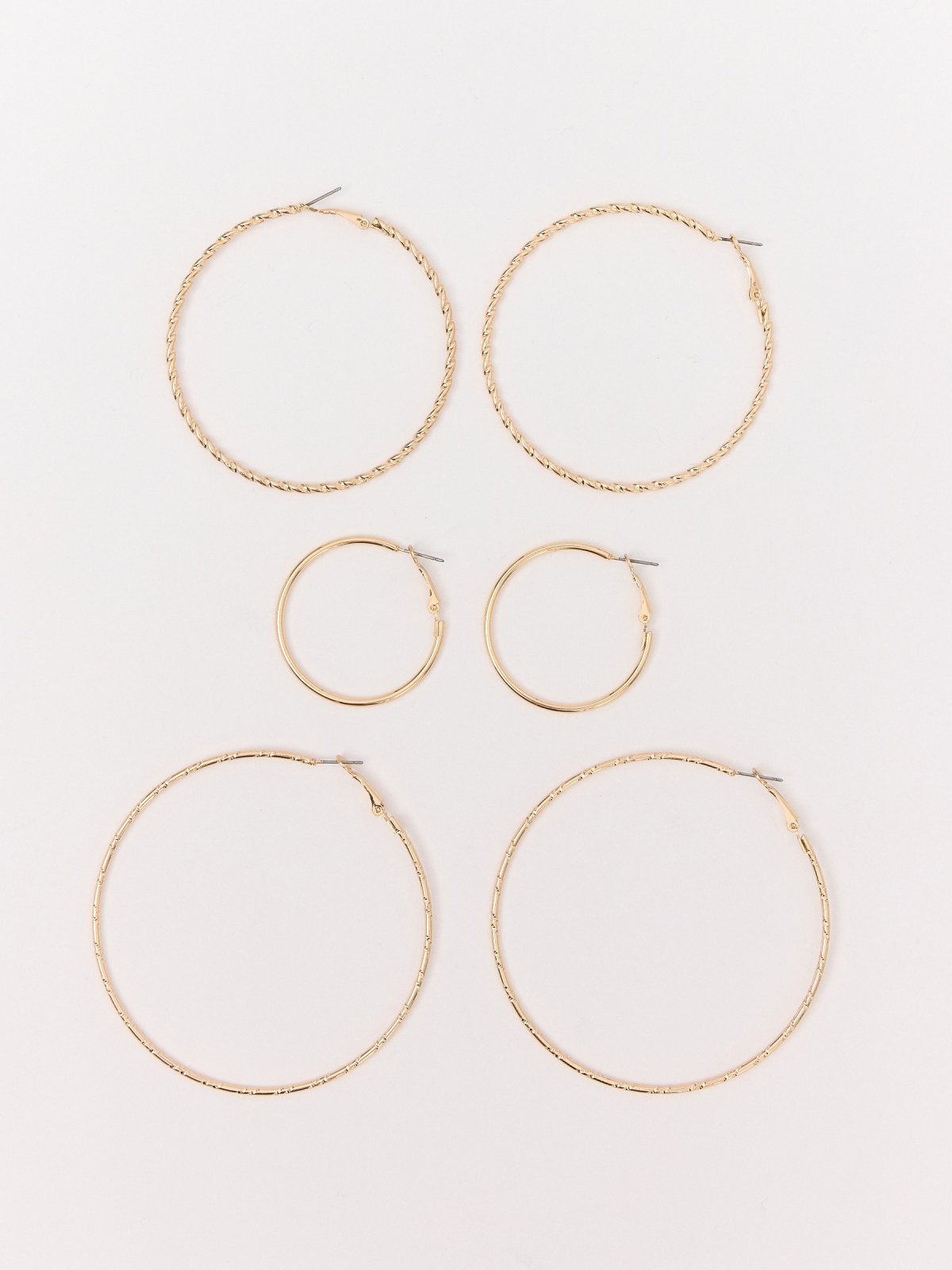 Set pendientes pack 6 aros dorado