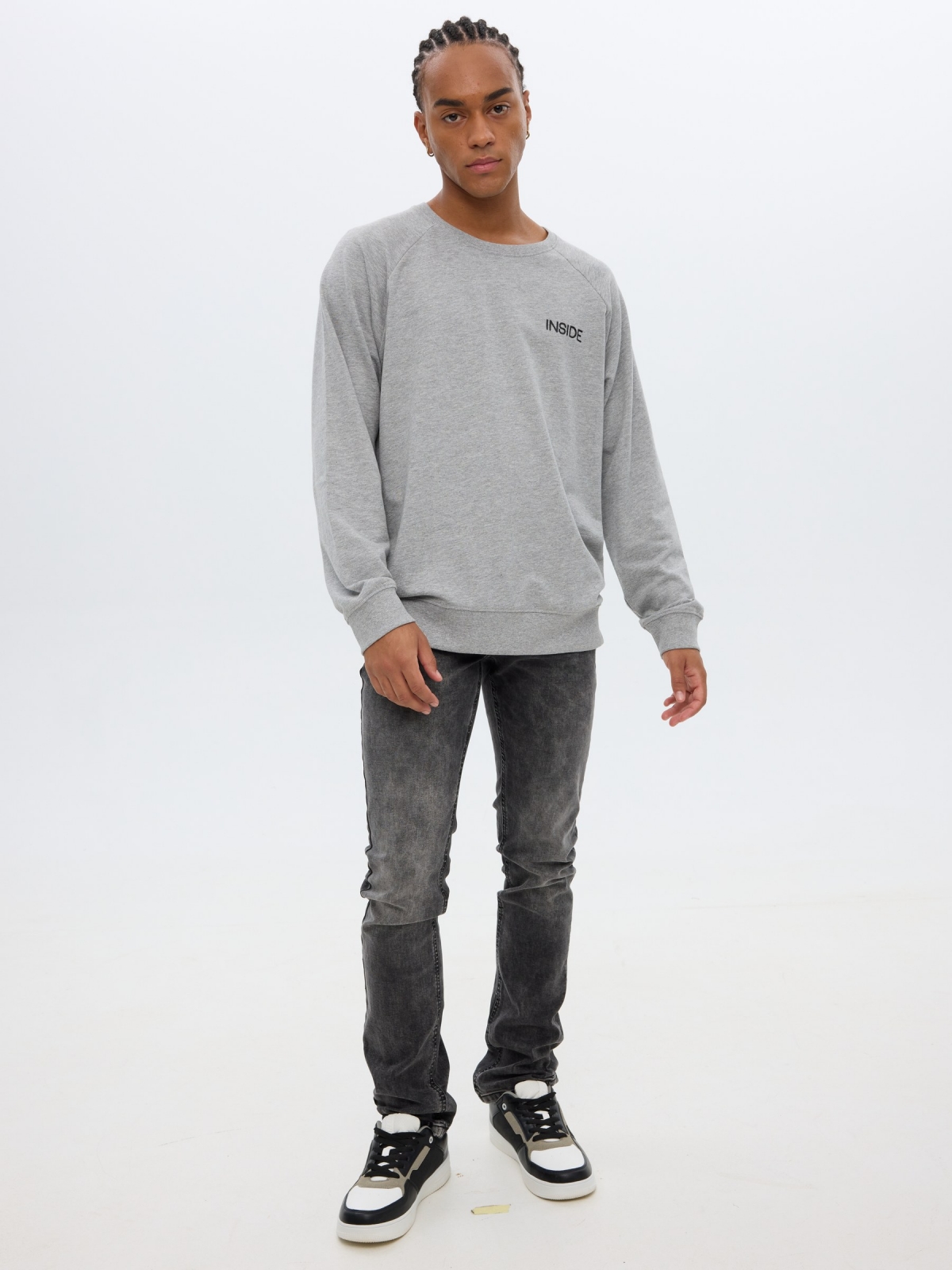 Basic jeans dark grey middle front view