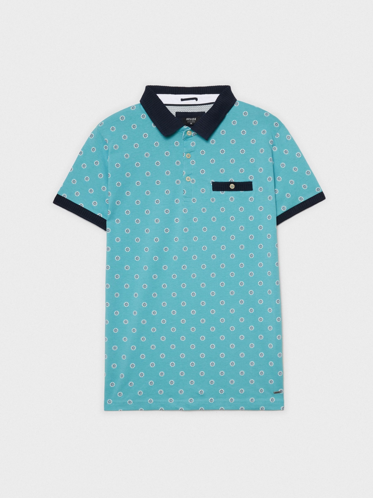  Floral print polo shirt turquoise