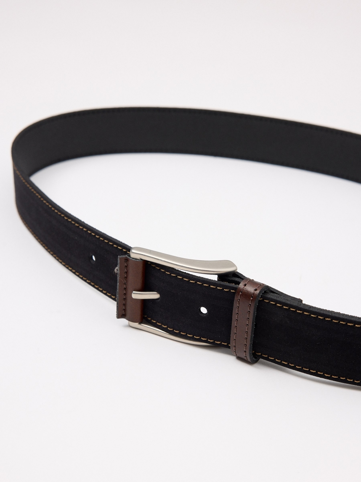 Square buckle leather belt