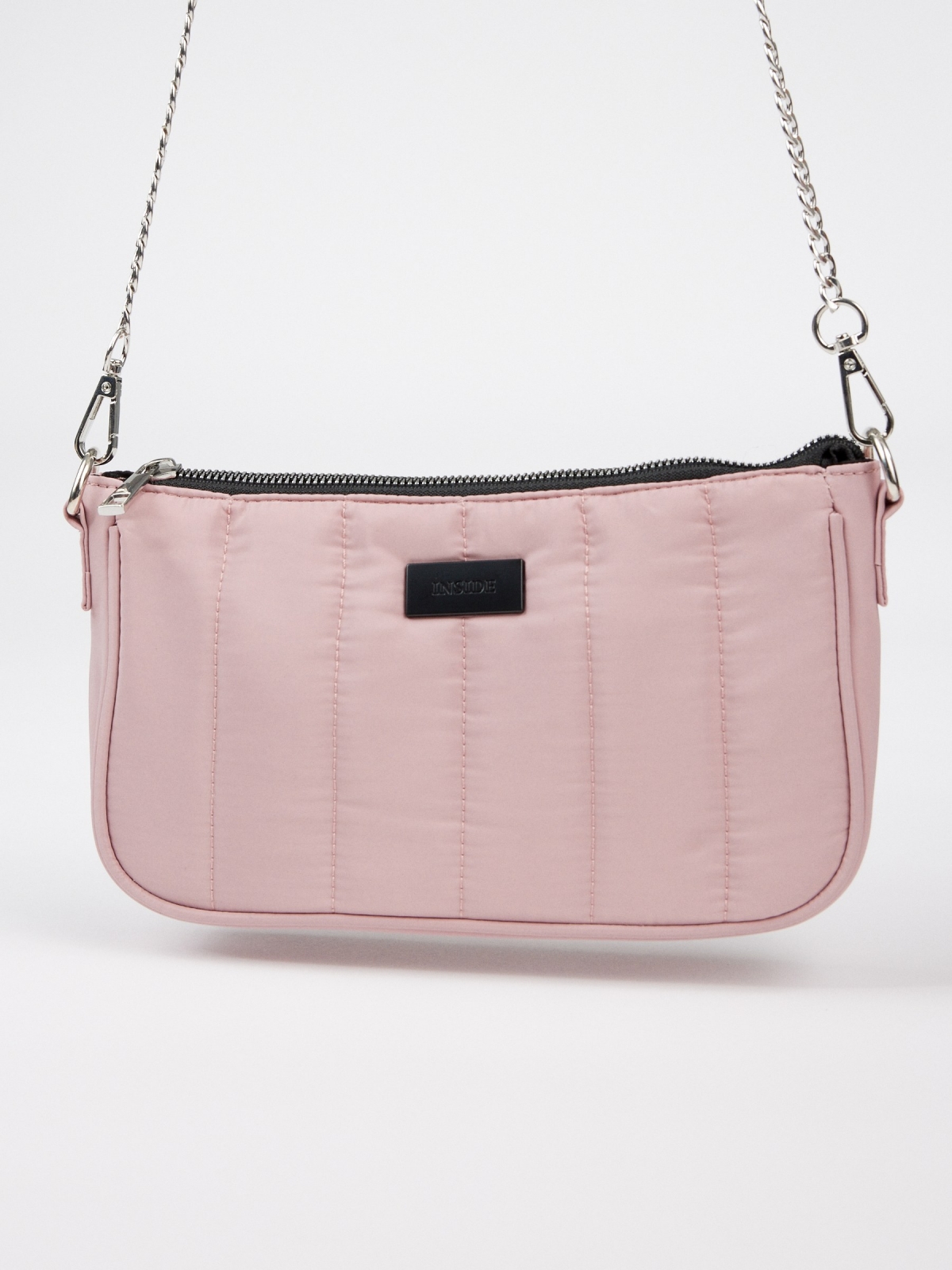 Quilted nylon shoulder bag pink