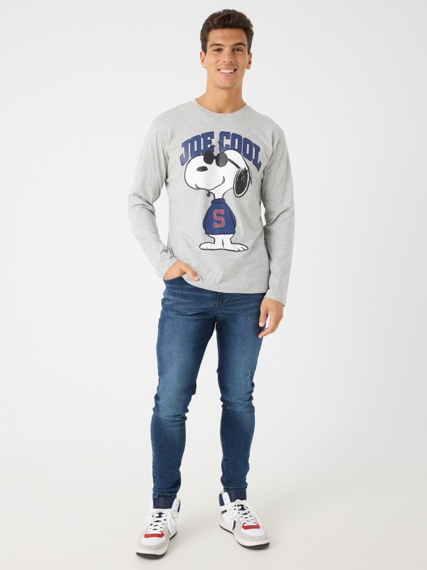 Snoopy long-sleeve t-shirt grey front view