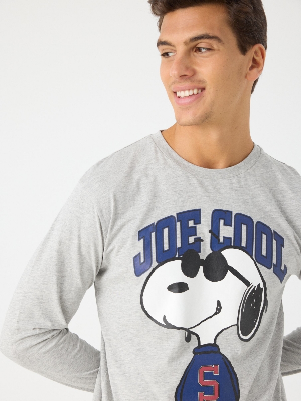 Camiseta manga larga Snoopy gris vista detalle