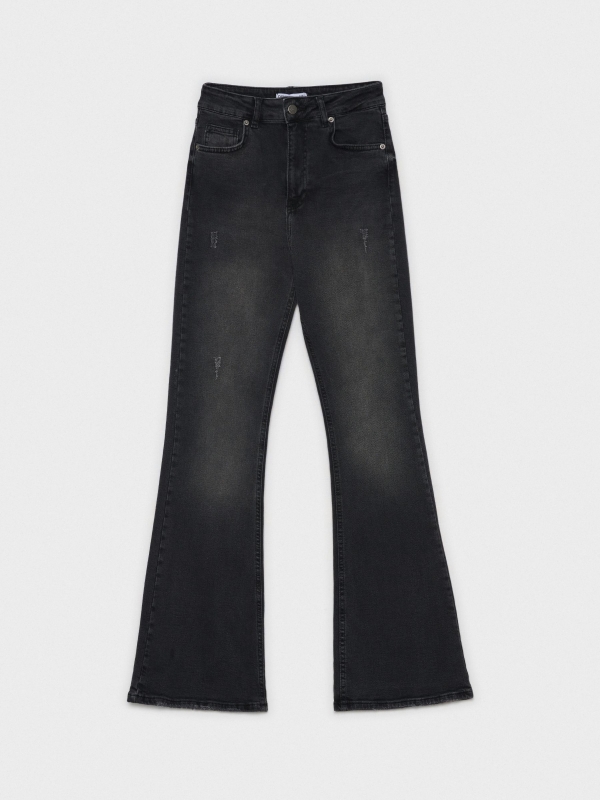  Jeans flare preto cintura alta preto
