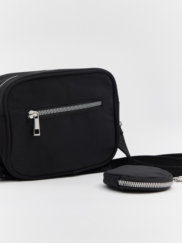 Nylon bag with purse black back view