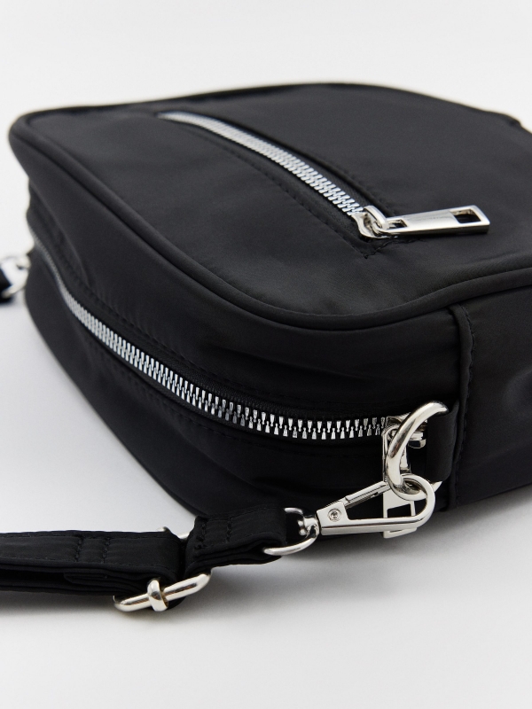 Nylon bag with purse black 45º side view