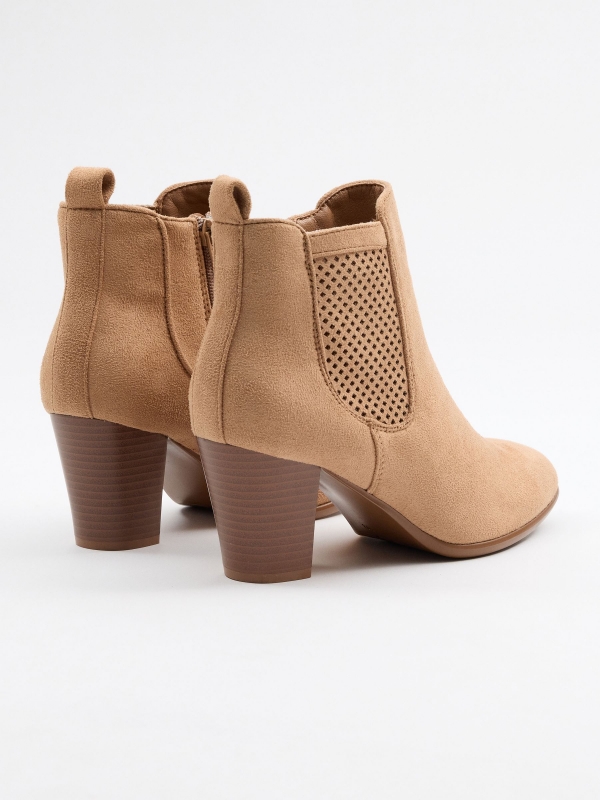 Beige ankle boots sand 45º back view