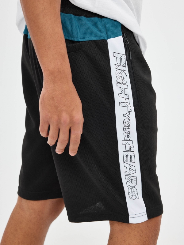 Bermuda shorts side bands black detail view