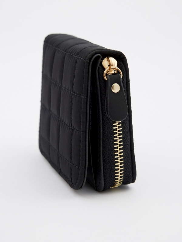 Quilted nylon wallet black back view