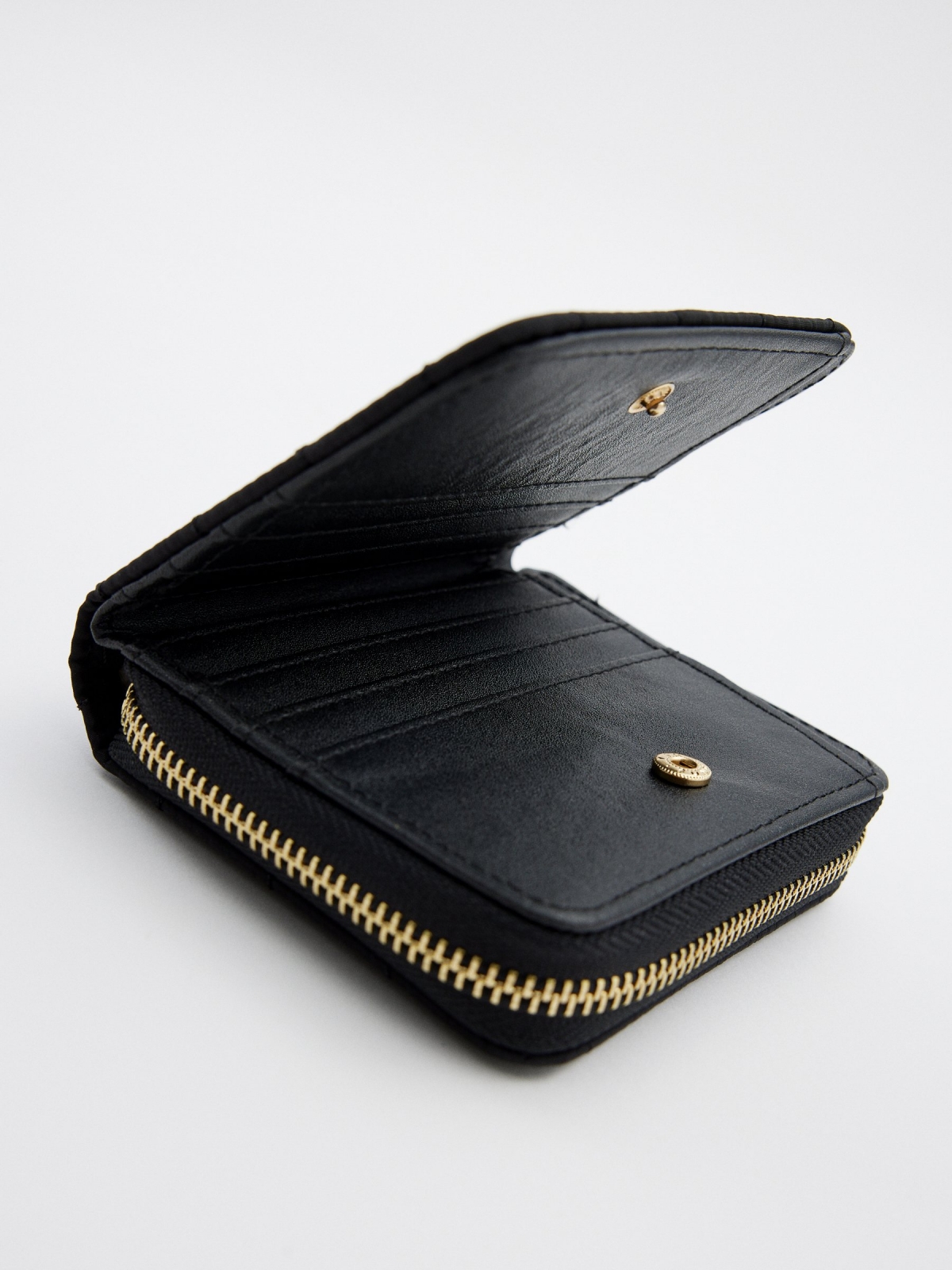 Quilted nylon wallet black 45º side view