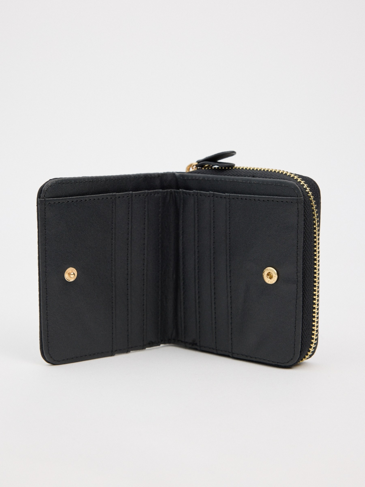 Quilted nylon wallet black detail view