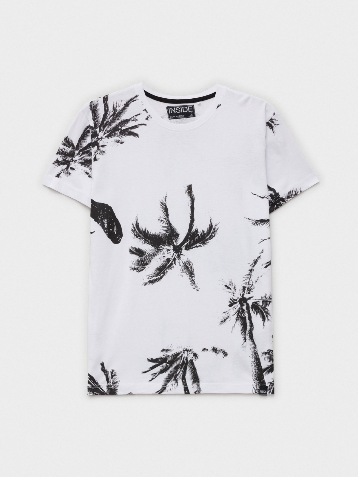  Camiseta estampado palmeras blanco