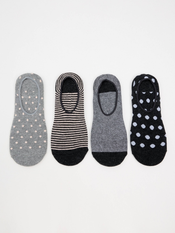 Pack of 4 printed invisible socks multicolor front view