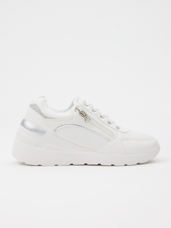 Casual nylon wedge sneaker off white