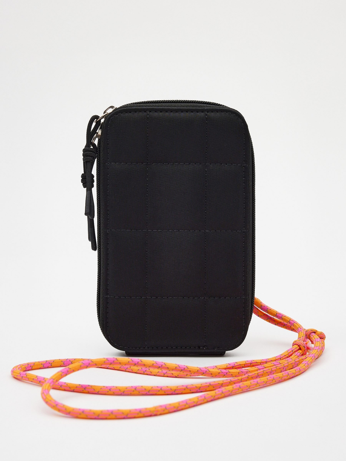 Orange mini drawstring bag black