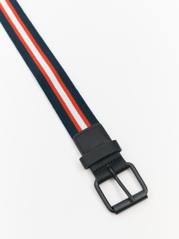 Square buckle elastic belt navy