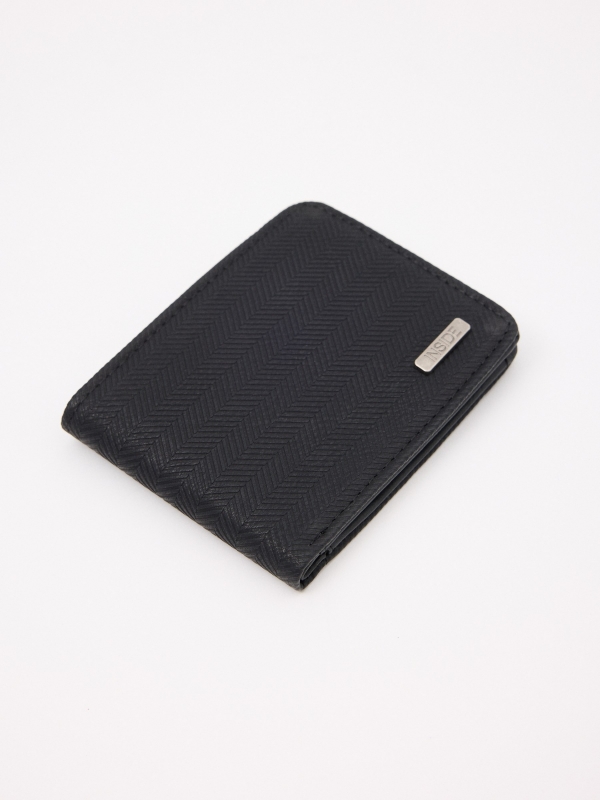 Ethnic design leatherette wallet black back view