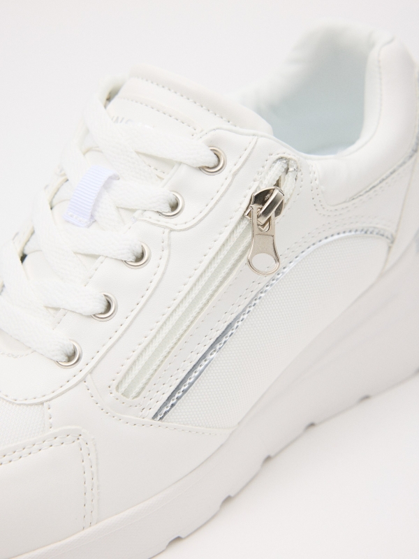 Casual nylon wedge sneaker off white detail view