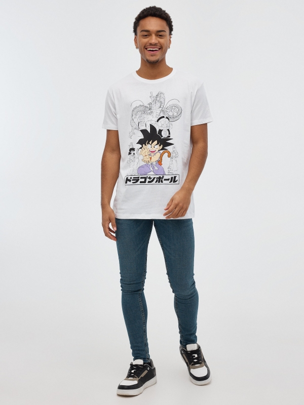 T-shirt Dragon Ball branco vista geral frontal