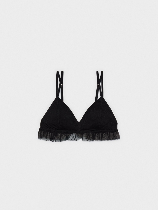 Lace bra with double straps black middle back view