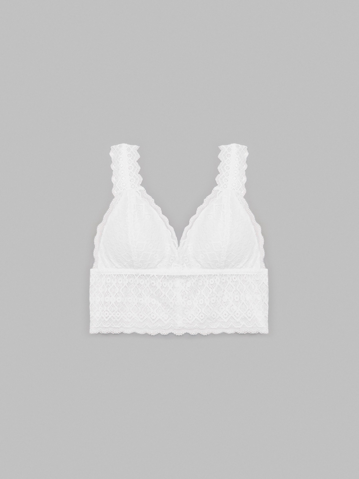 White lace bralette white middle back view