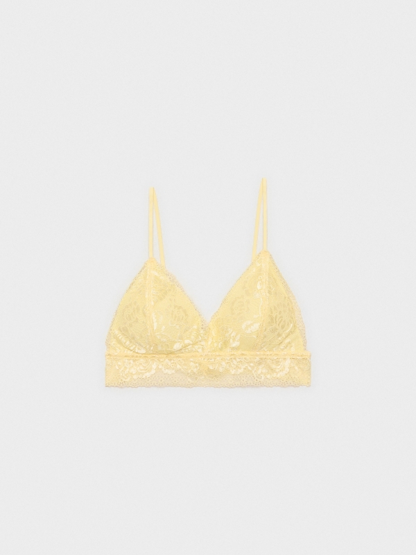 Yellow lace bra without underwire yellow middle back view