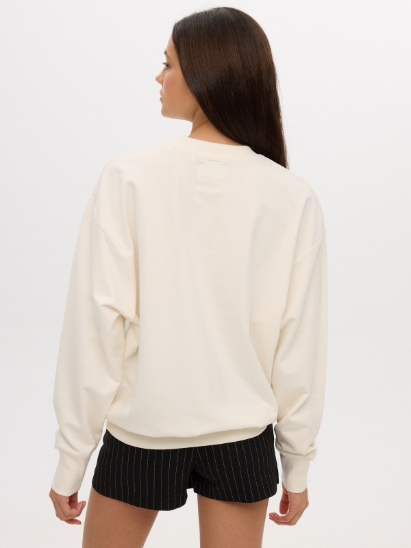 Oversized hoodless sweatshirt off white middle back view