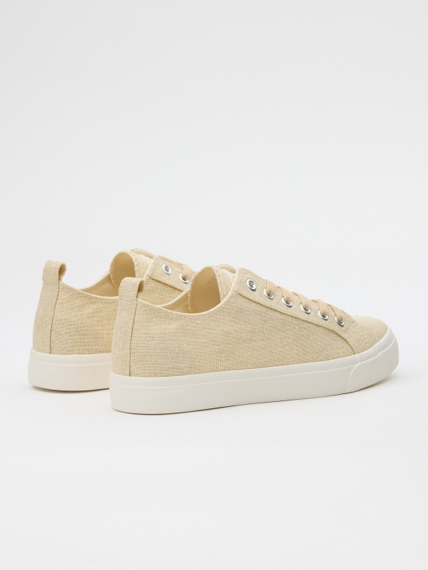 Basic casual canvas sneaker sand 45º back view