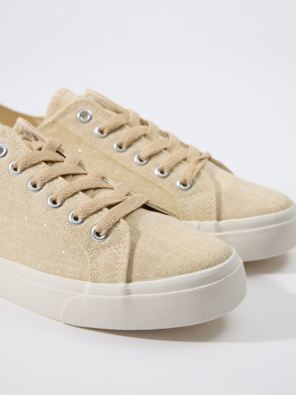 Basic casual canvas sneaker sand detail view