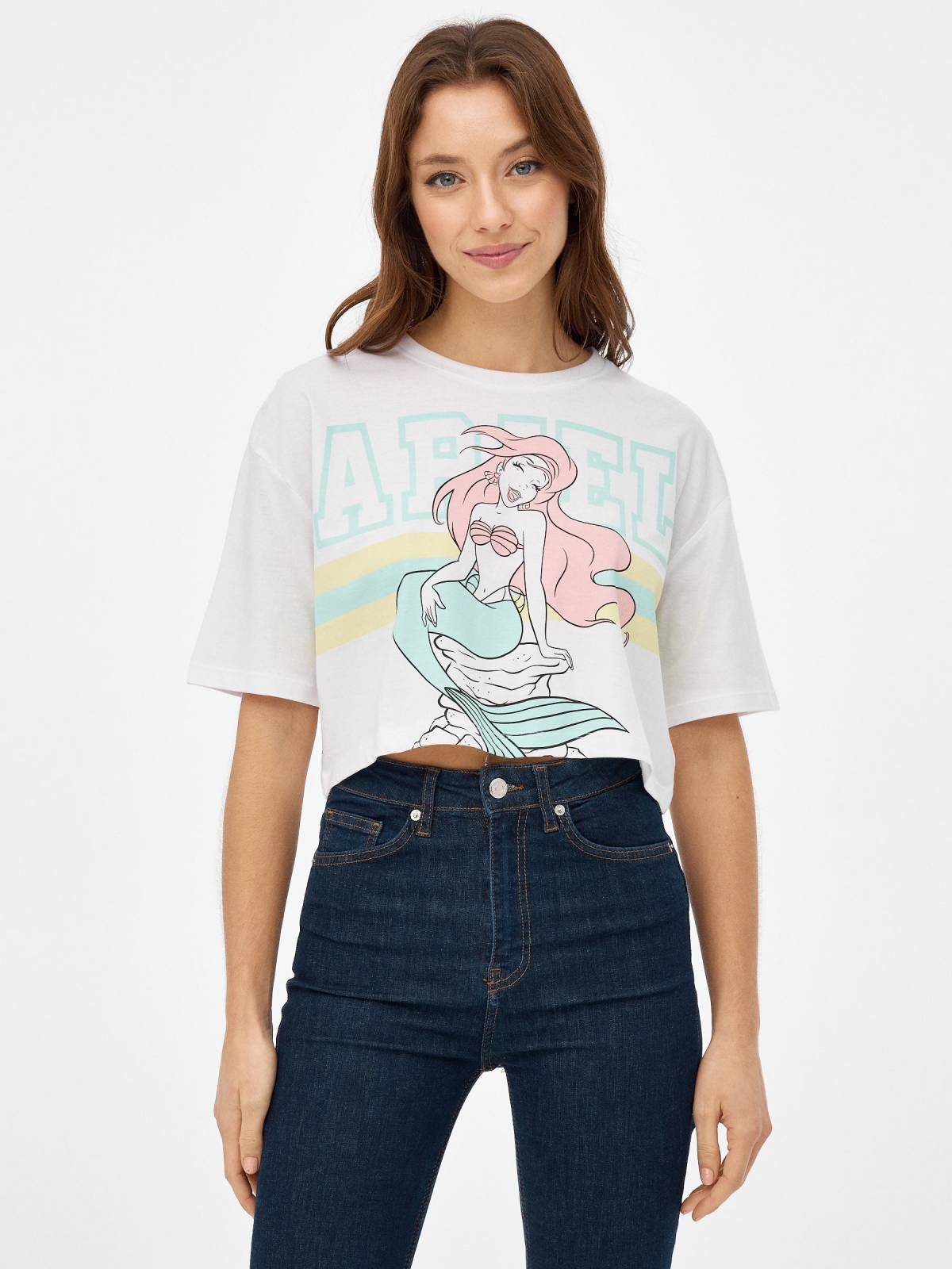 Ariel crop T-shirt white middle front view