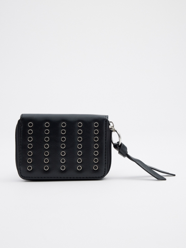 Studded leather effect purse black