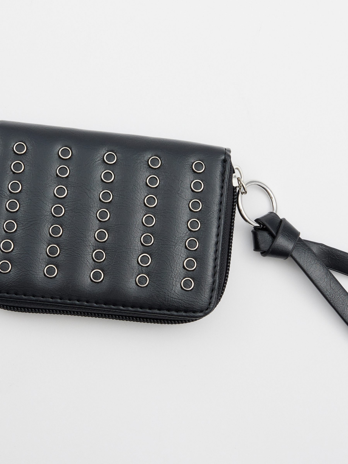 Studded leather effect purse black back view