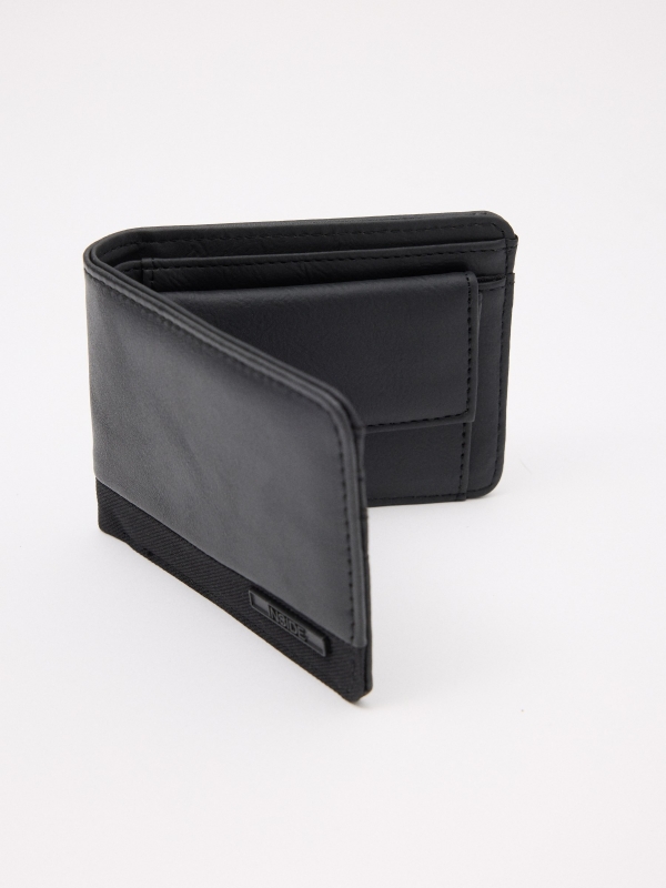 Combined popiel wallet black 45º side view