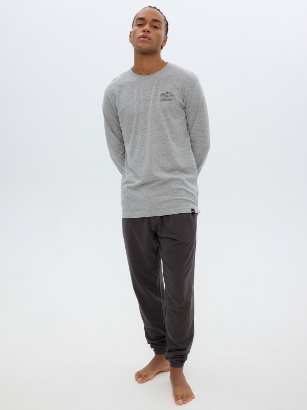 Gray pajamas jogger pants grey middle front view