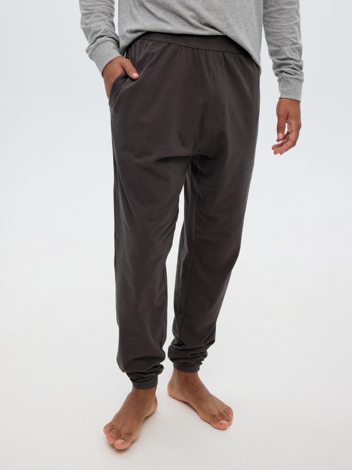 Gray pajamas jogger pants grey detail view