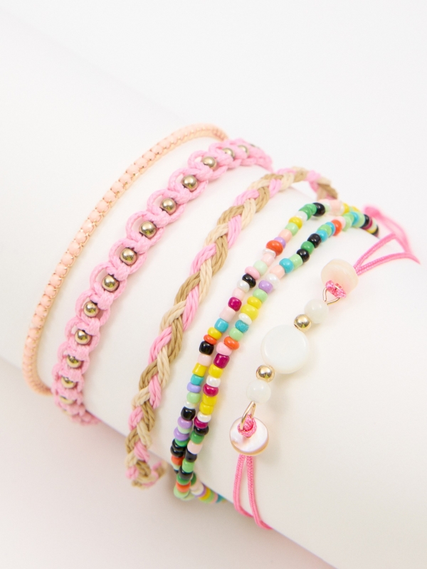 Conjunto de 5 braceletes multicoloridas multicolorido