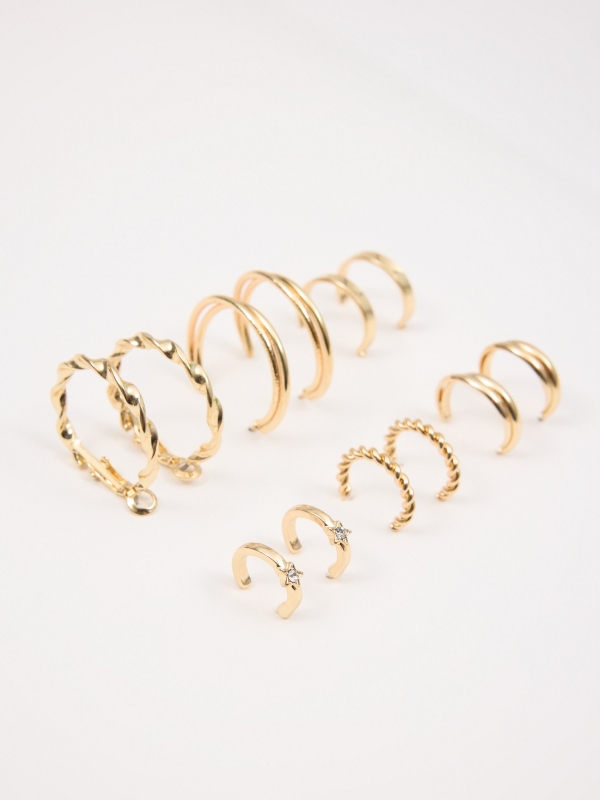 Set of 6 semi-closed earrings golden