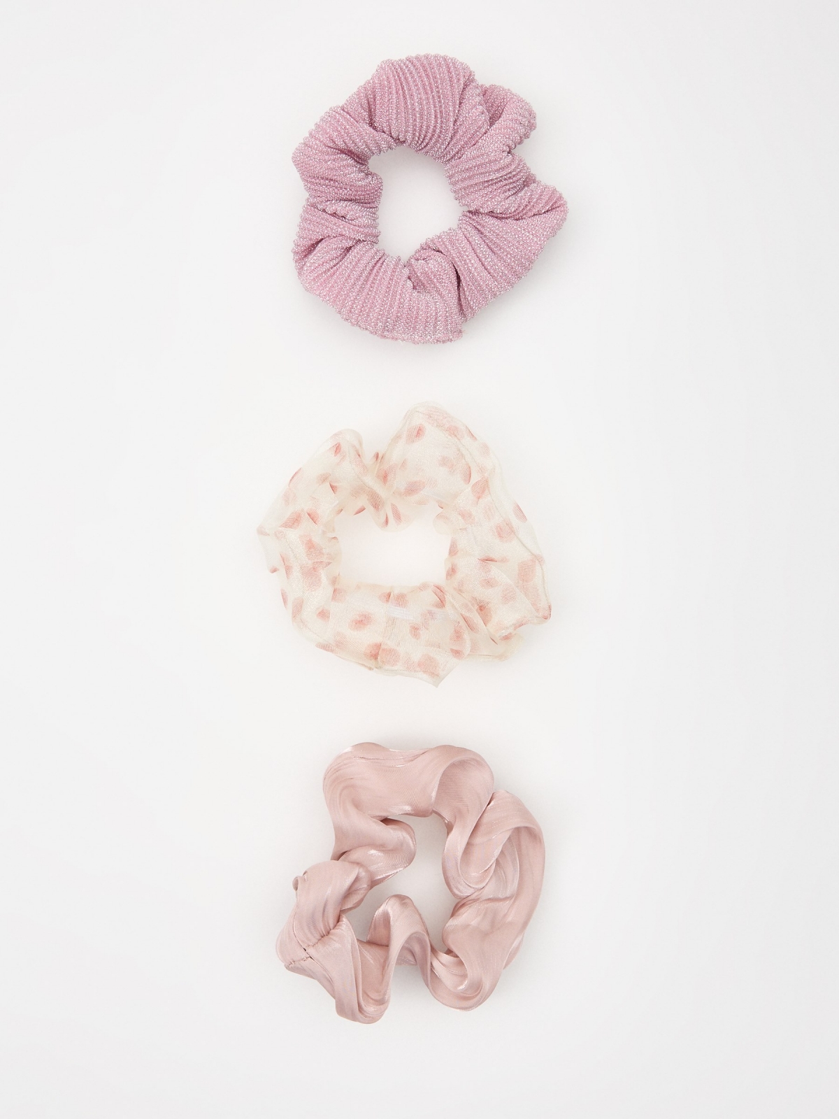 Pack 3 pink scrunchies