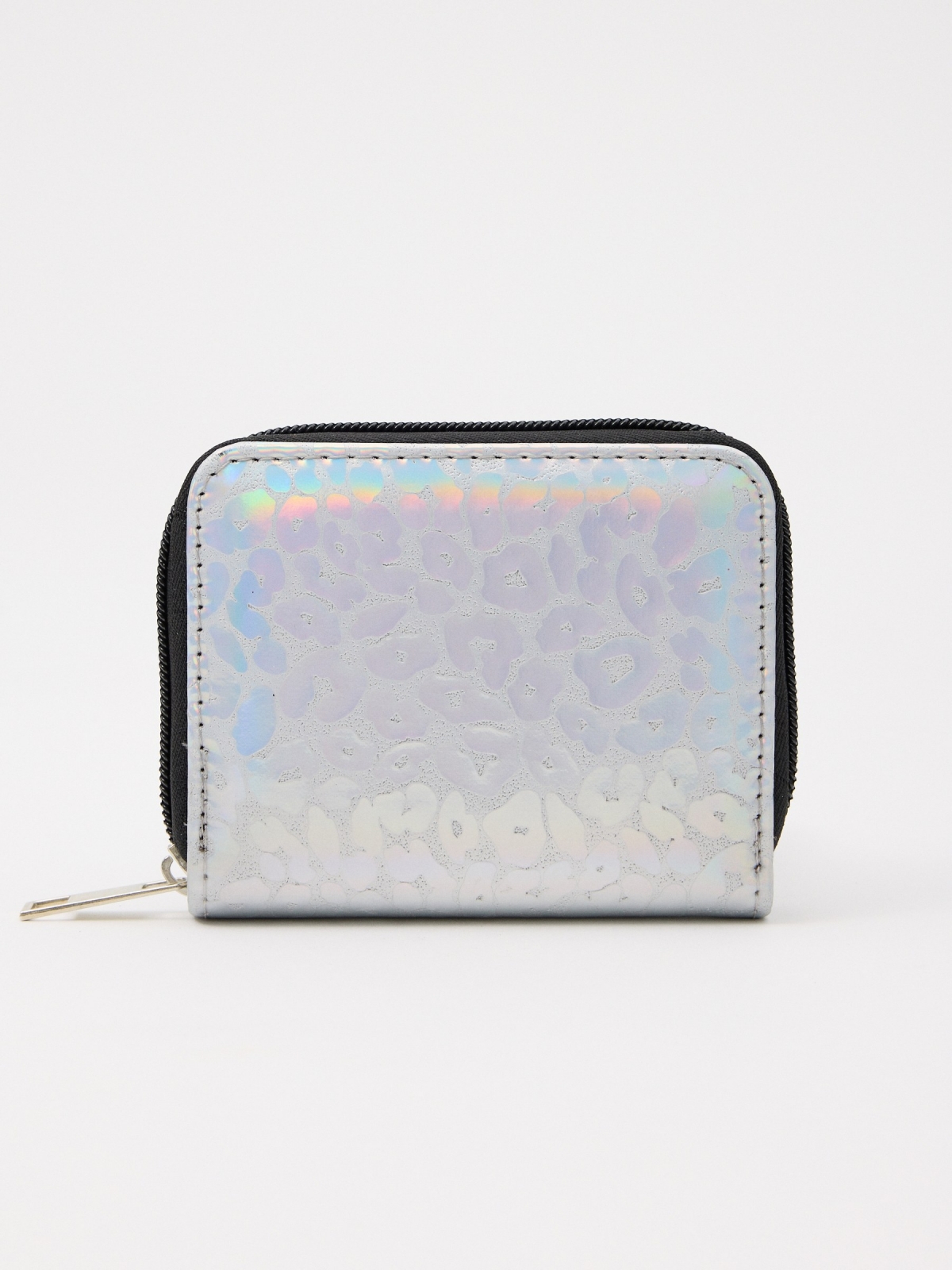 Silver leatherette wallet multicolor