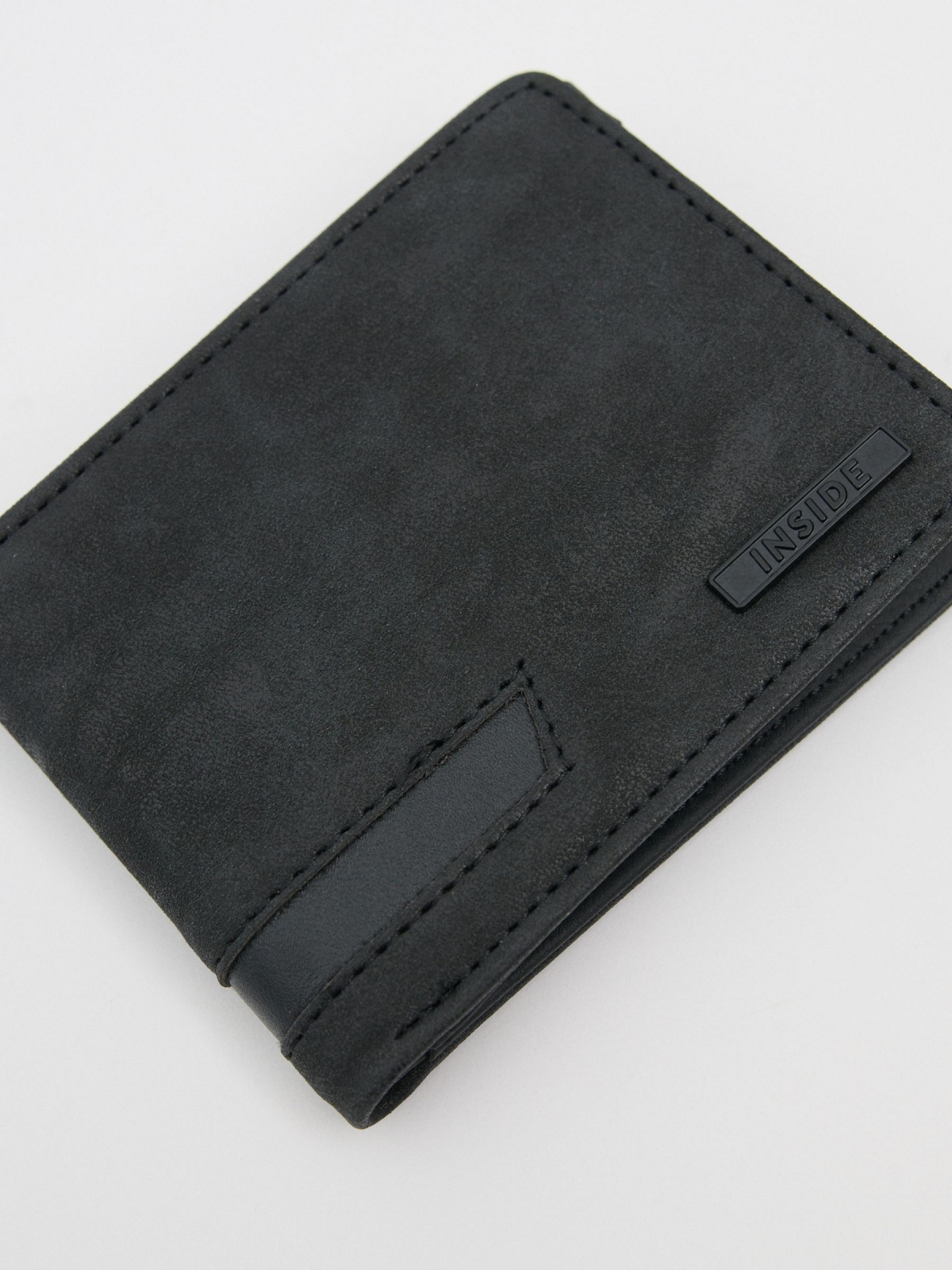 Distressed effect wallet black back view