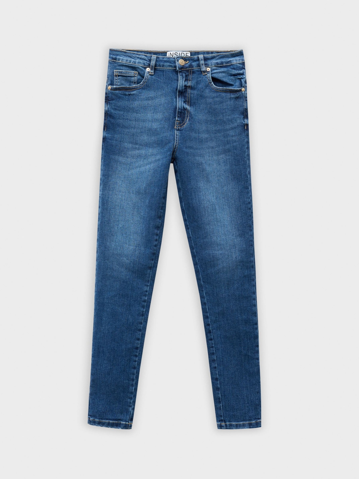  Jeans skinny tiro alto azul