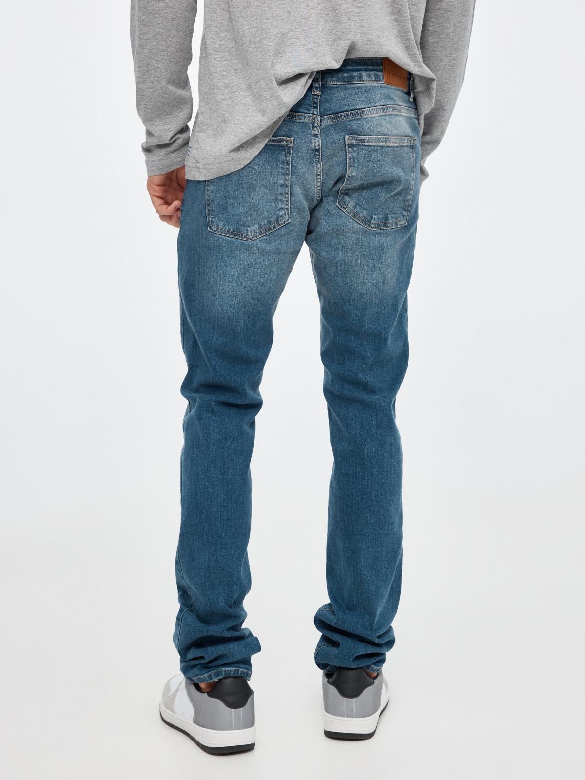 Regular jeans blue middle back view