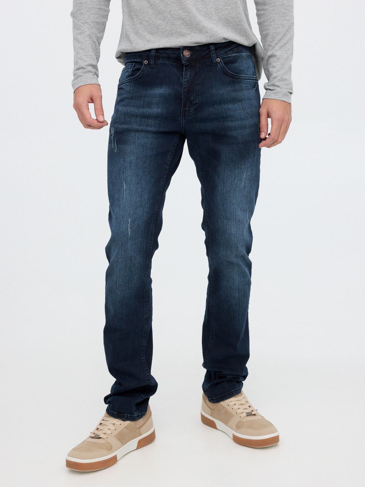 Regular jeans dark blue middle front view